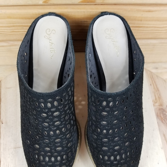 Seychelles Perforated Suede/Leather Pointed Toe Mules Pumps Heels Women's 9 US - Picture 4 of 12